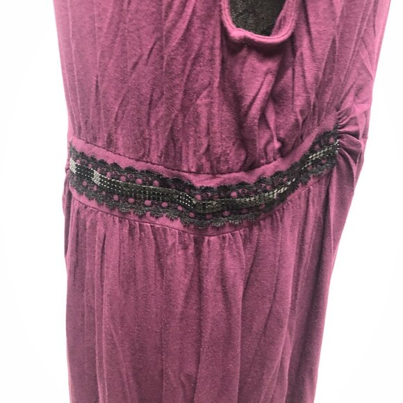 Daisy Fuentes Tunic Womens Size XL Purple Gathered Side Cap Sleeves Top - Picture 3 of 9